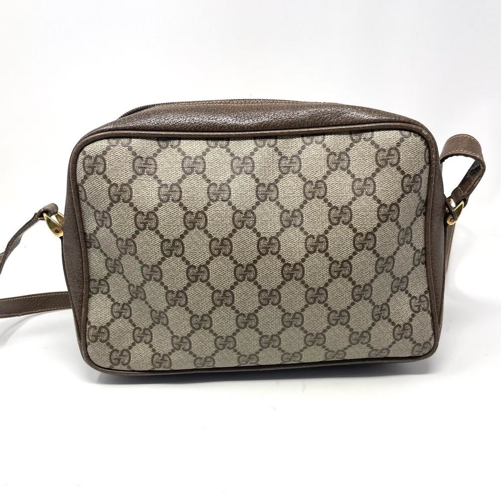 Gucci Vintage GG Monogram Logo PVC Leather Shoulder Bag Beige Brown - Picture 3 of 16